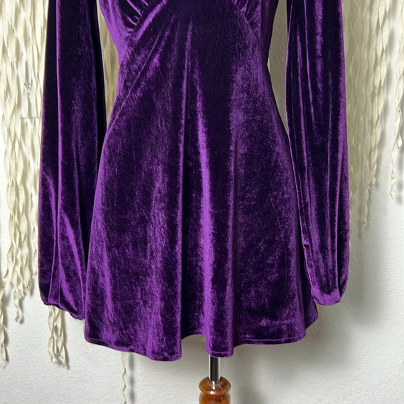 Tularosa Purple Velvet Long Sleeve Mini Dress size XS - Picture 5 of 11